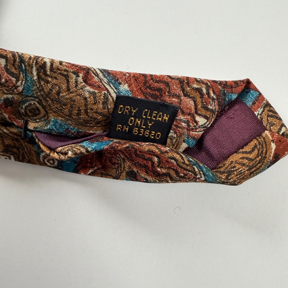 Vintage Saks Fifth Avenue Multicolor Abstract Geometric Silk Tie USA - Picture 5 of 8